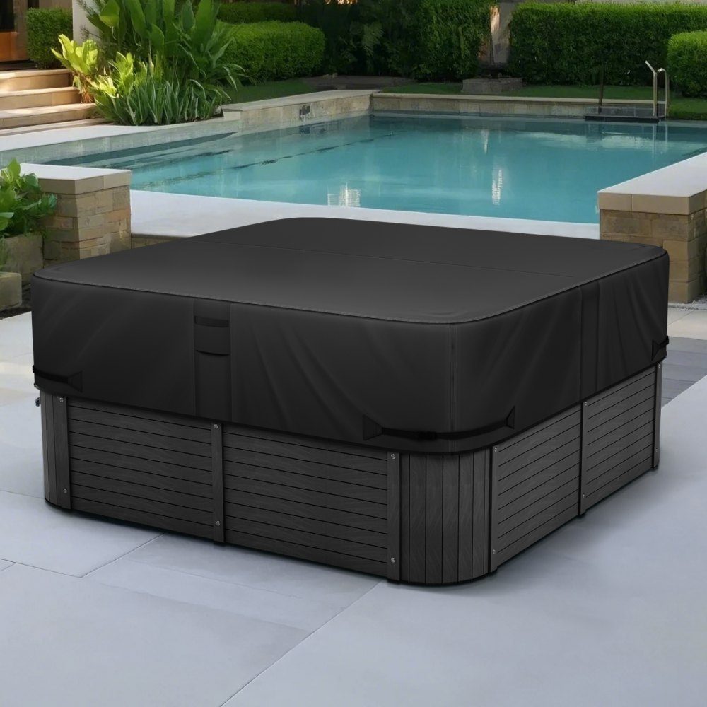 Whirlpool-Abdeckung (2235 x 2235 x 508 mm), wetterfest und wasserdicht, Spa-Abdeckung, Staubschutz aus Oxford-Gewebe und 950 N Reißfestigkeit, staubdicht für Badewannen, Schwarz