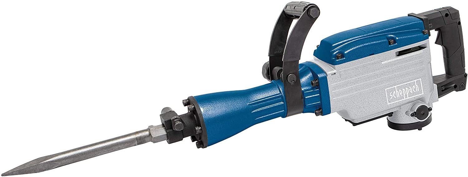 *OFERTA WEEKENDOWA* Młot wyburzeniowy Scheppach AB1700 (1700 W, 50 dżuli, w zestawie sześciokątny uchwyt Ø 30 mm, dłuto szpiczaste i płaskie oraz metalowa obudowa)