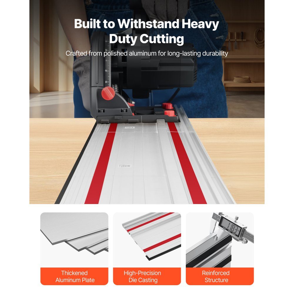 Guide rail hand circular saws, including 2 pieces 700mm aluminum circular saw rails and 1 connector, compatible with different brands of plunge saws, for woodworking projects