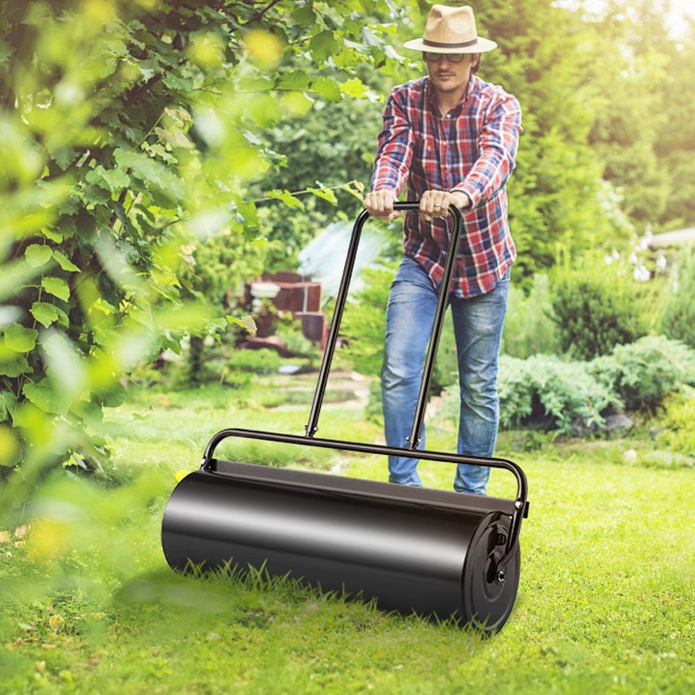 Lawn Roller 990 x 300 x 1120mm Iron Hand Roller and Q235 Garden Roller 61L Field Roller with Water Inlet Lawn Roller with U-Shaped Handle Ideal for Gardens, Farms, Large Green Areas, Parks