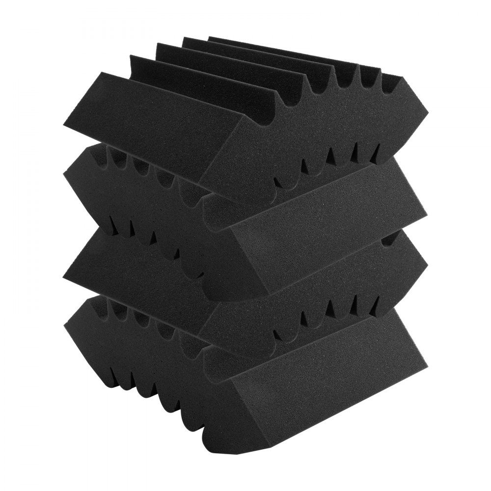 Akustikschaum-Akustikplatten 4er-Set, 42x16x30cm, selbstklebende schalldichte Wandpaneele, Akustikplatte, Akustikschaummatten für Studiowände & -decken, schwarz