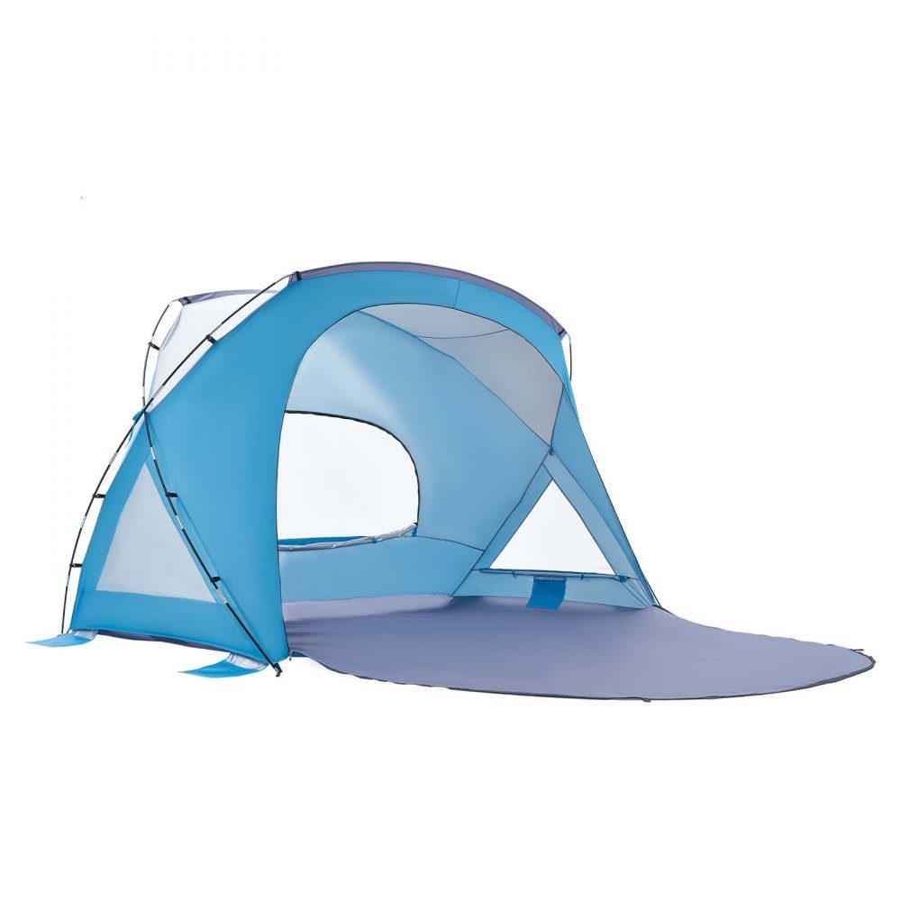 Strandmuschel-Sonnenschutz für 6 Personen, UPF 50+ Schutz, tragbares Strandzelt mit Tragetasche und Bodenankern, stabiler Strandschirm für Camping, Angeln, Picknick, Sonnenzelt
