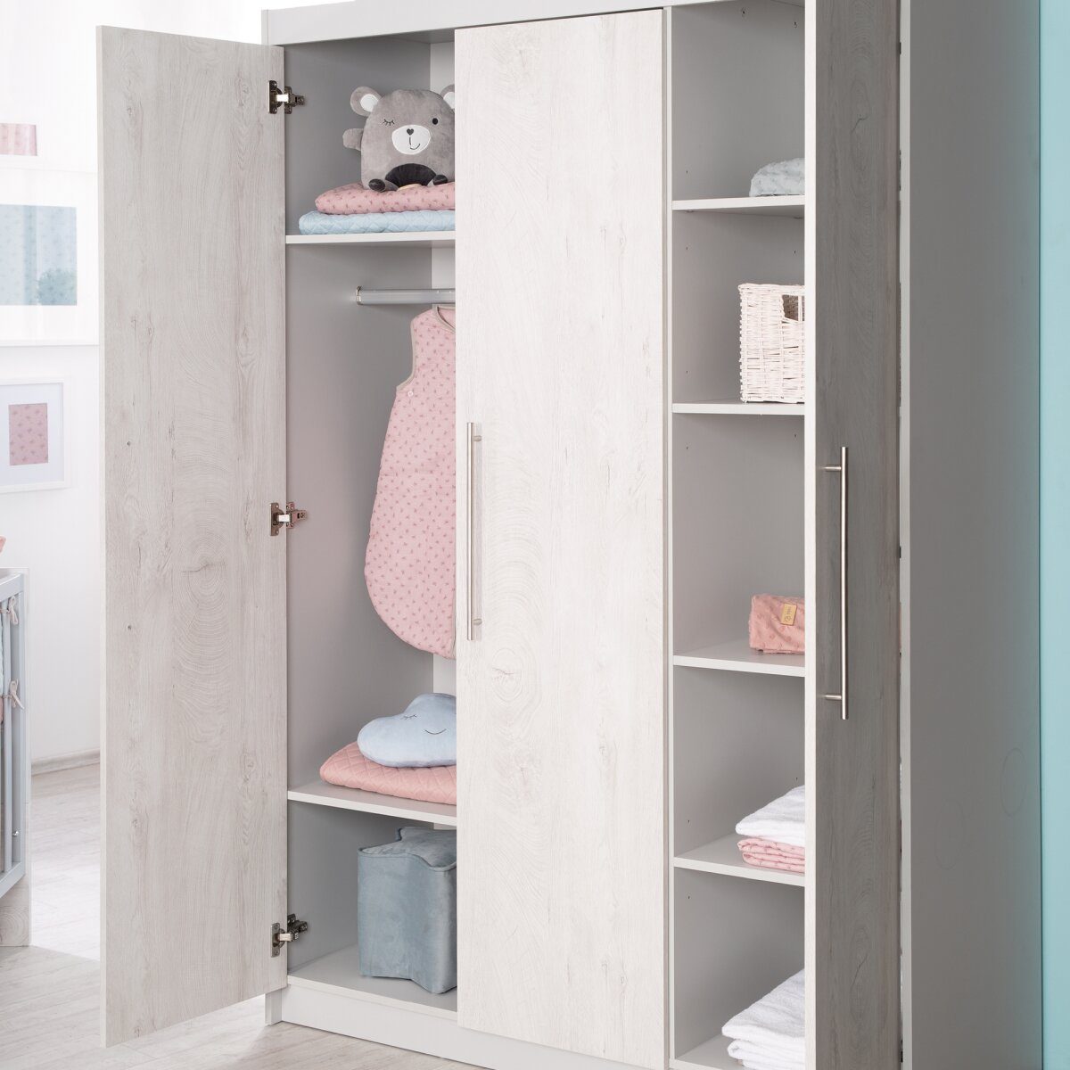 roba wardrobe 'Maren 2', 3 doors, light gray/white