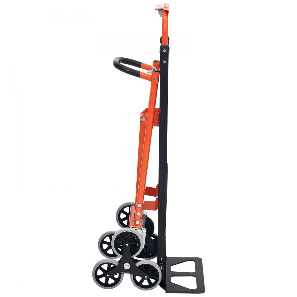 3-in-1 stair truck, sack truck max. load capacity 350 kg, folding transport trolley with handle & wheels, stair climber transport trolley, stacking trolley, stair climber trolley, orange & silver