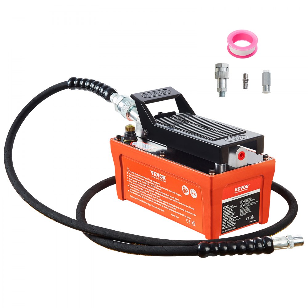 1.6L air hydraulic pump, 700 bar hydraulic pump, 0.8L/min (no load), 0.16L/min (load), hydraulic foot pump with 2m hose, confirmed air foot pump base, including air inlet adapter PTFE tape 1.6L air hydraulic pump, 700 bar hydraulic pump, 0.8L/min (no load), 0.16L/min (load), hydraulic foot pump with 2m hose, confirmed air foot pump base, including air inlet adapter PTFE tape