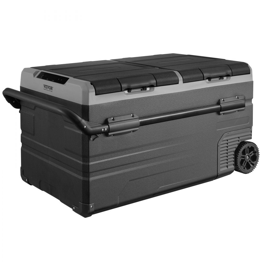 12V Car Fridge, 115L Portable 2 Zone Freezer with Wheels and Handle, -20°C to 20°C, 12/24V DC / 100-240V AC Compressor Cooler for Outdoor Camping Travel