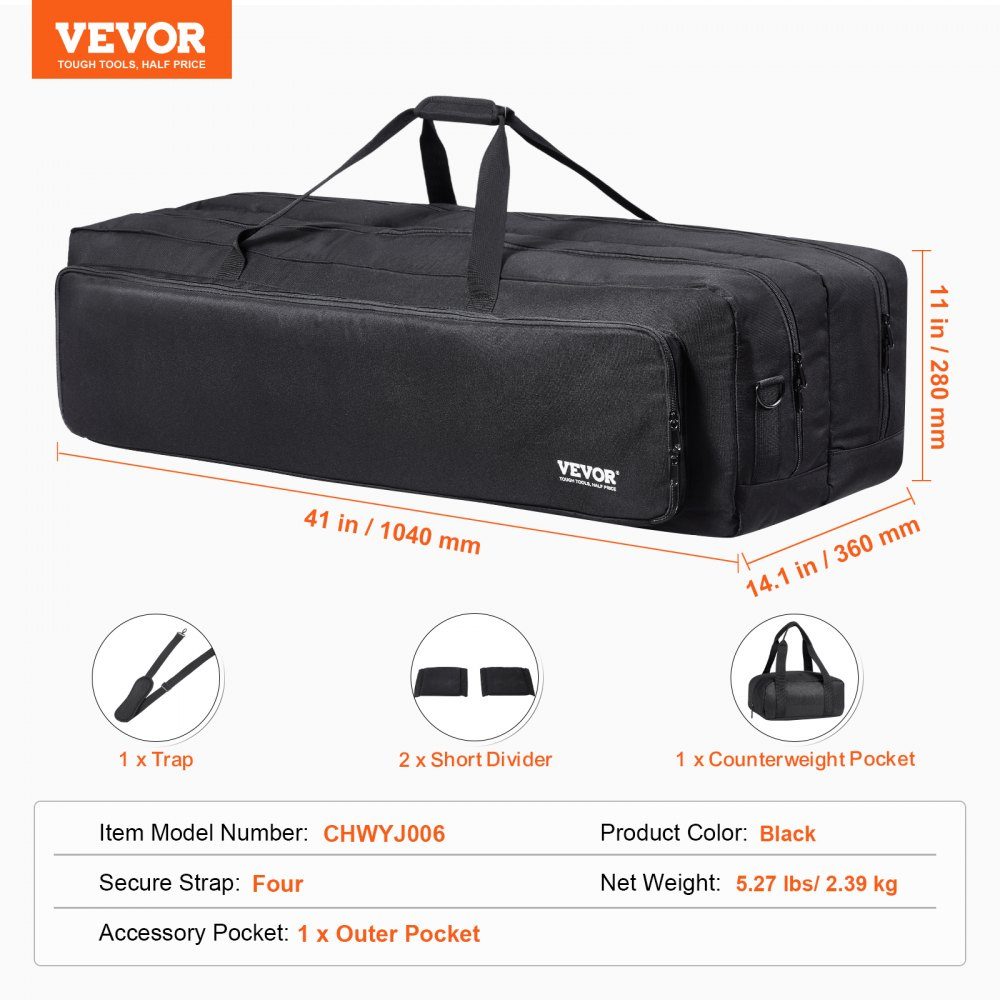 Telescope Bag, 1040mm Large Telescope Carry Bag with Fixed Buckles, Multiple Pockets and Removable Divider, Telescope Carry Bag for Optical Tube and Tripod, Counterweight Bag