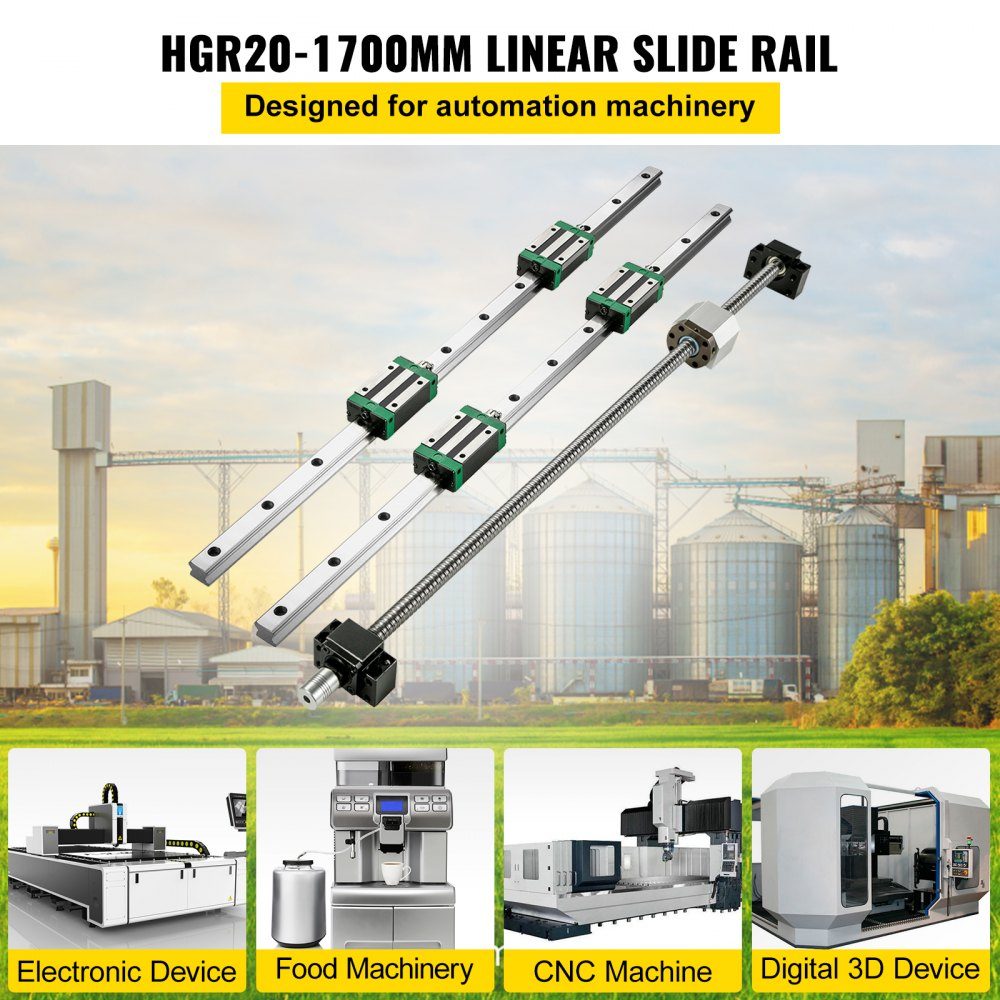 Linearführung HGR 20-1700 mm Linearschiene mit 4 Stück Gleitblock-Kugelumlaufspindel-Führungsschiene für 3D-Drucker-CNC-Maschine