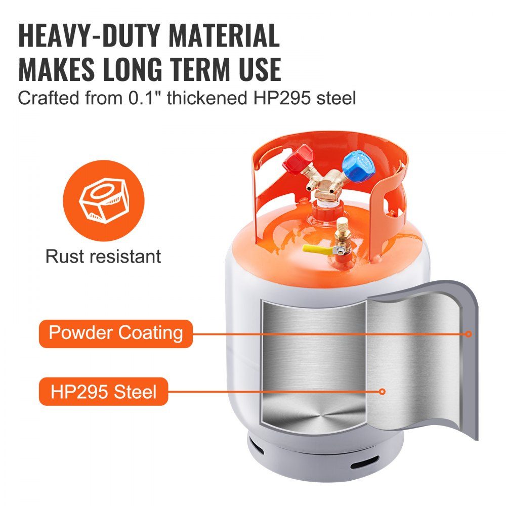 Refrigerant Recovery Tank 13.61kg 27.6bar Reusable Cylinder Tank Φ 250 x 390mm Refrigerant Recovery Tank Orange HP295-Stahl Refrigerant Recovery Tank