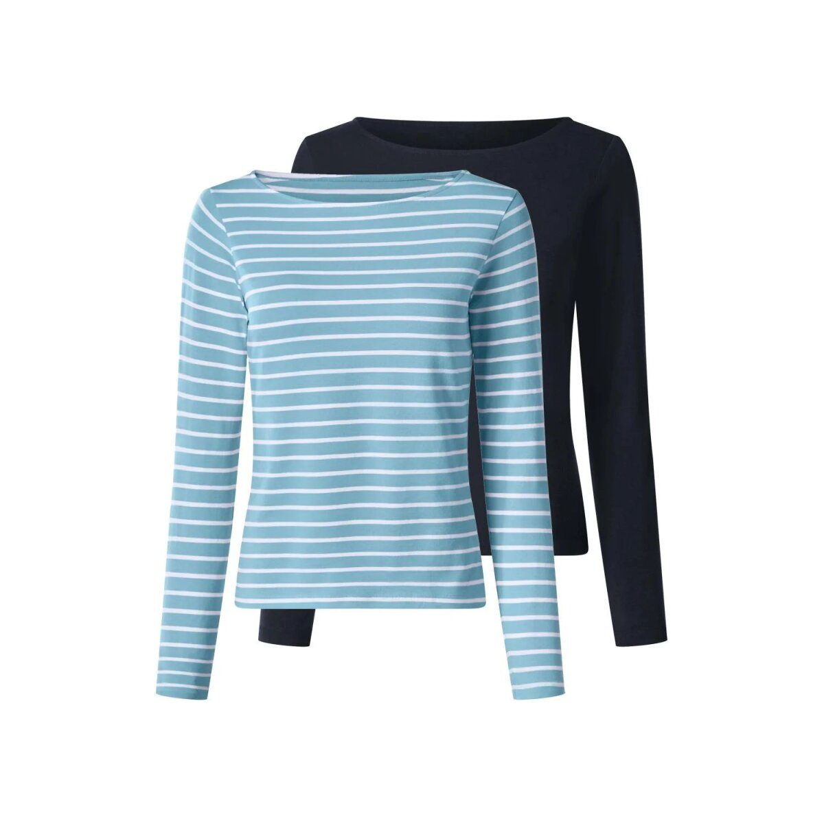esmara® set of 2 women's long-sleeved shirts, S, navy blue/blue