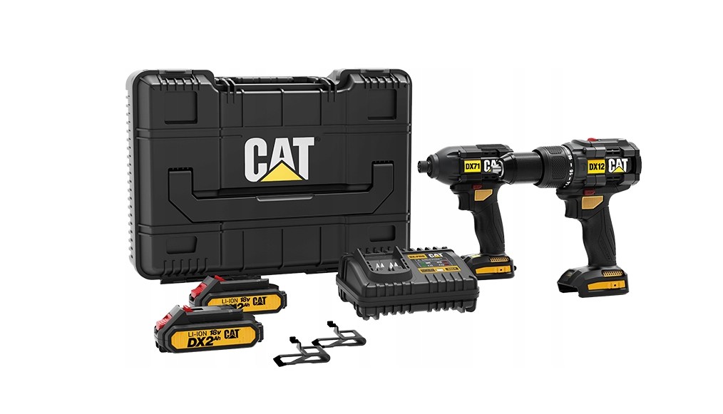 Zestaw wkrętarki akumulatorowej CAT Wkrętak DX12K Wkrętak DX71 2x2,0Ah zestaw akumulatorów w etui Zestaw wkrętarki akumulatorowej CAT Wkrętak DX12K Wkrętak DX71 2x2,0Ah zestaw akumulatorów w etui