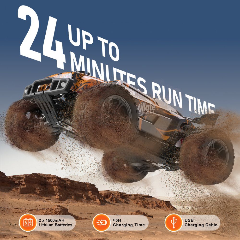 Remote Control Car, 1:10 Scale RC Car, 4WD Off-Road Vehicle with 45° Wheelie and Adjustable Speed, 50km/h RC Racing Car Toy, Ideal for Ages 8 and Up, IPX4