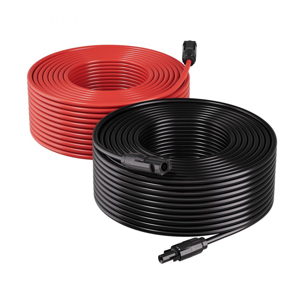 Rallonge de câble solaire 19,9 m noir et 19,9 m rouge 10 AWG Câble d'extension solaire avec connecteurs MC4, câble en cuivre étamé étanche IP67, câble solaire pour systèmes photovoltaïques