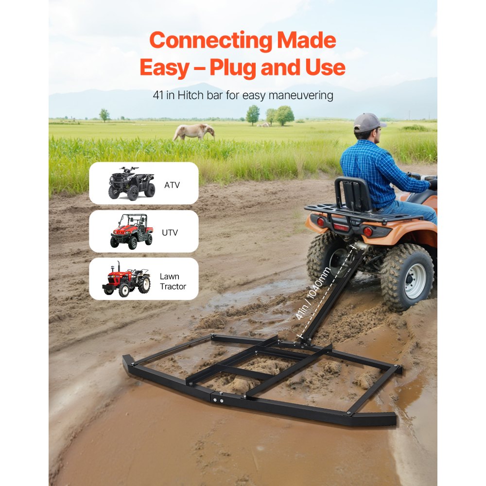 Drag Harrow 188 x 199 x 11 cm Meadow Harrow Lawn Tractor Made of Q235 Steel with Adjustable Bars and Pin Coupling Lawn Tow for ATVs, UTVs, Garden and Lawn Tractors Drag Harrow 188 x 199 x 11 cm Meadow Harrow Lawn Tractor Made of Q235 Steel with Adjustable Bars and Pin Coupling Lawn Tow for ATVs, UTVs, Garden and Lawn Tractors