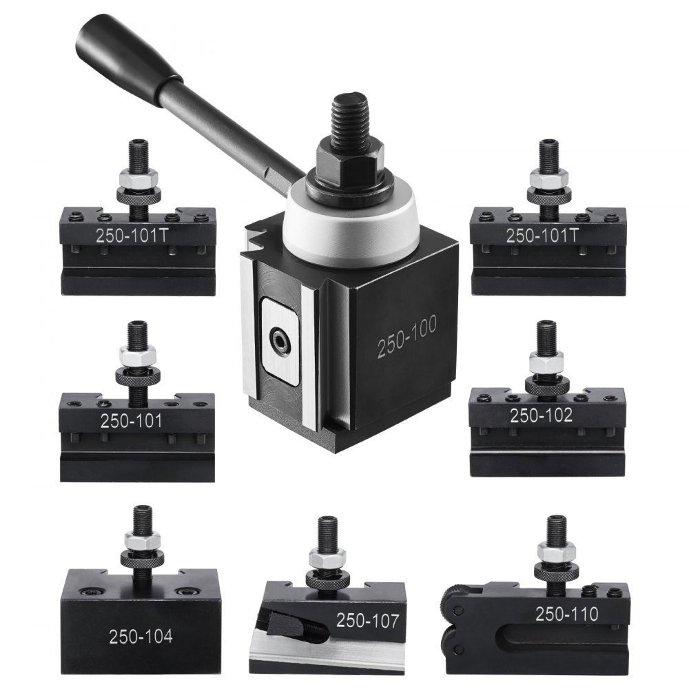Schnellwechsel-Werkzeughalter-Set, 8-teiliger Stahlhalter, passend für Mini-Drehmaschinen und Metalldrehmaschinen mit 15,2 cm bis 30,5 cm Umlaufdurchmesser, ideale Verbesserung für Ihre Werkstatt