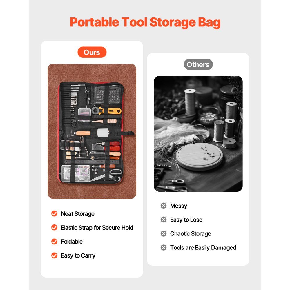 61pcs Leather Craft Tool Set with Portable Canvas Storage Bag Tools Graphic Tool Punch Tool Sewing Tool Cutting Tools Ideal for Beginners DIY Professionals