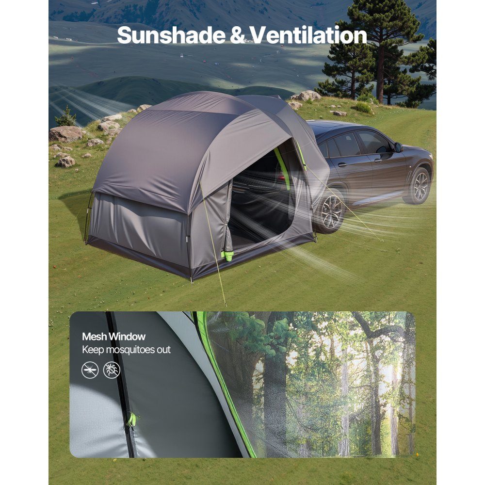 SUV Tent Camping Car Tent (240x240x215cm) Waterproof PU2000 Spacious Double Layer Design for 5-8 People SUV Camping Tent with 2 Doors & Mesh Windows & Rain Cover & Bag