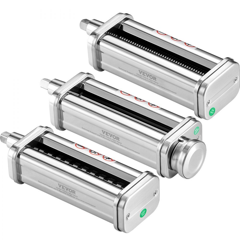 3 Piece Stainless Steel Manual Pasta Machine, Stainless Steel Fresh Manual Pasta Rolling Machine, Italian Flat Dough Machine, Pasta Machine, Includes Cleaning Brush for Spaghetti, Lasagna, etc