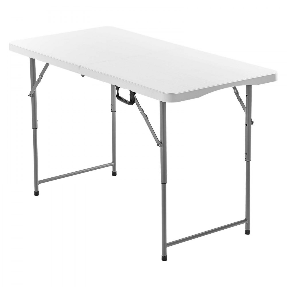 Klappbarer Buffettisch, tragbarer Allzwecktisch, 122 cm, rechteckiger Kunststofftisch mit verstellbarer Höhe und integriertem Griff, Gartentisch, Campingtisch für Partys, Picknick, Camping, weiß Klappbarer Buffettisch, tragbarer Allzwecktisch, 122 cm, rechteckiger Kunststofftisch mit verstellbarer Höhe und integriertem Griff, Gartentisch, Campingtisch für Partys, Picknick, Camping, weiß