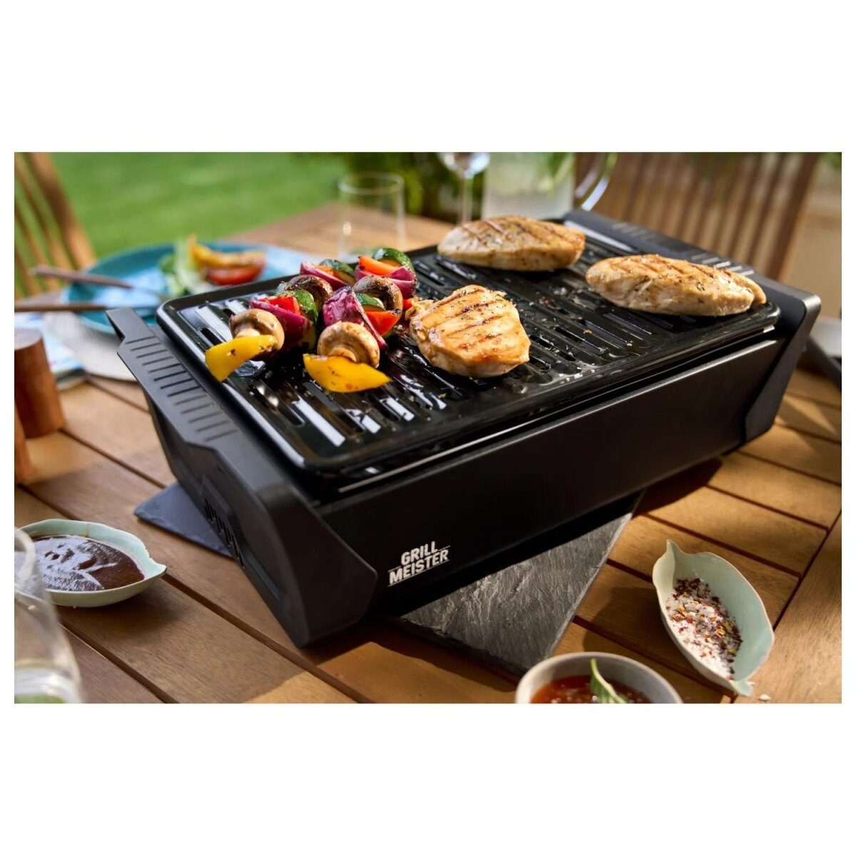 GRILLMEISTER charcoal grill with active ventilation “KANSAS”, wireless
