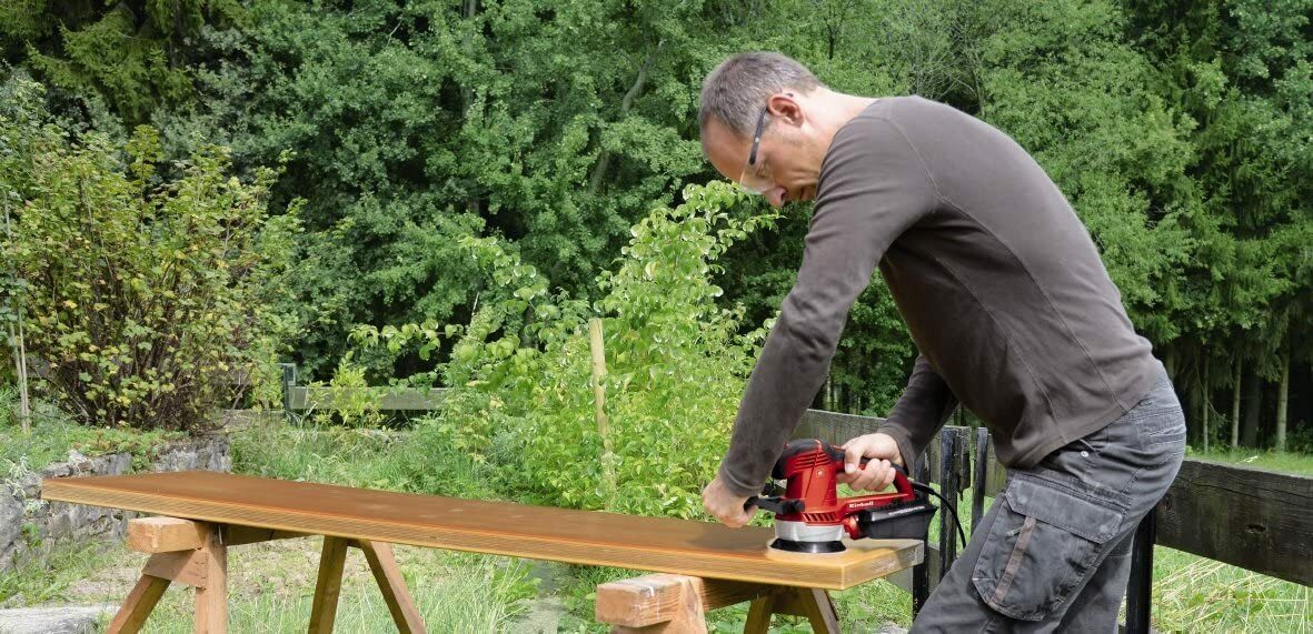 Einhell Exzenterschleifer TE-RS 40 E (400 W, Schleifteller Ø 125 mm, Drehzahlregelung, Staubsammelbox und Absaugadapter, Koffer)