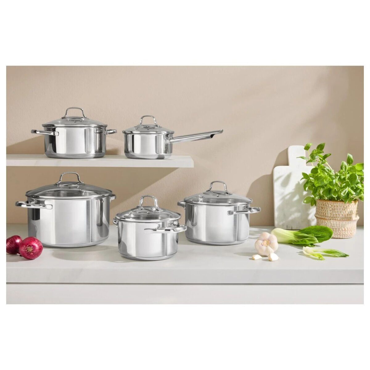 Zestaw garnków ze stali nierdzewnej SILVERCREST®, 10 sztuk