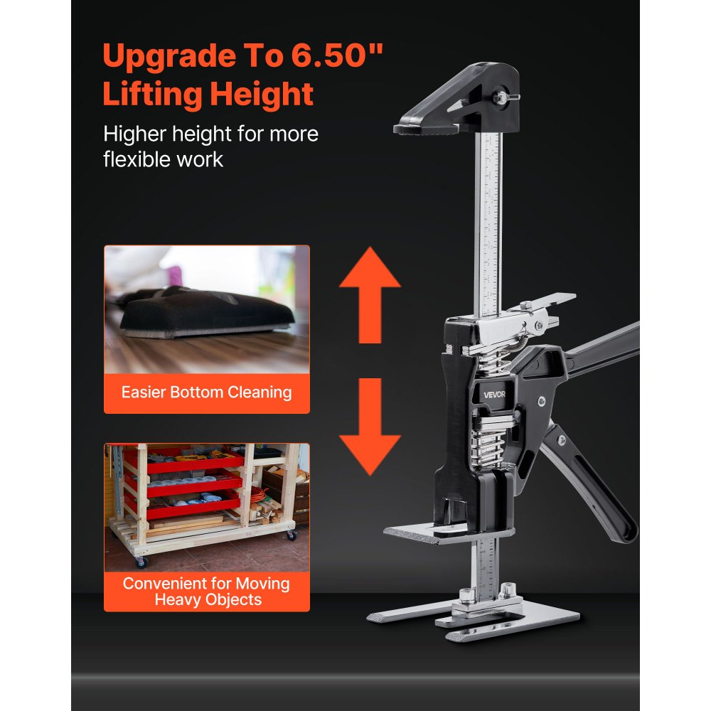 Arbeidsbesparende armheffer, 2 stuks, 120 kg laadvermogen, heffen tot 165 mm, handheffer met magnetische waterpas, 2 aanpassingsmodi, voor deuren, ramen, meubels, houtbewerking, zwart
