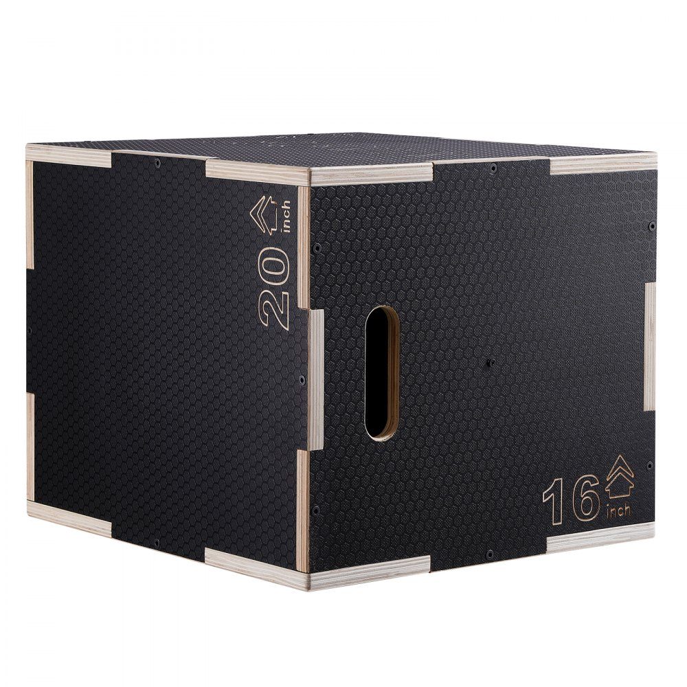 3 in 1 Plyometrische Jump Box 20/18/16 Inch Plyo Box, Jump Box Jump Box 204 kg draagvermogen, fitnessoefening Step Up Box voor thuistraining, sprongkrachttraining, zwart, in hoogte verstelbaar