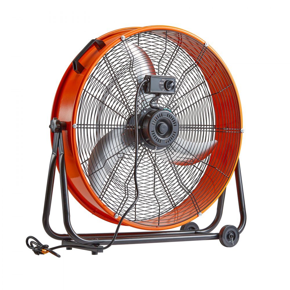 Trommelventilator, 24-Zoll-Bodenventilator, Industrieventilator mit 3 Gängen, 8600 CFM, 360° verstellbare Windmaschine, Hallenventilator, Trommelventilator für Lager, Werkstatt, Fabrik, Keller