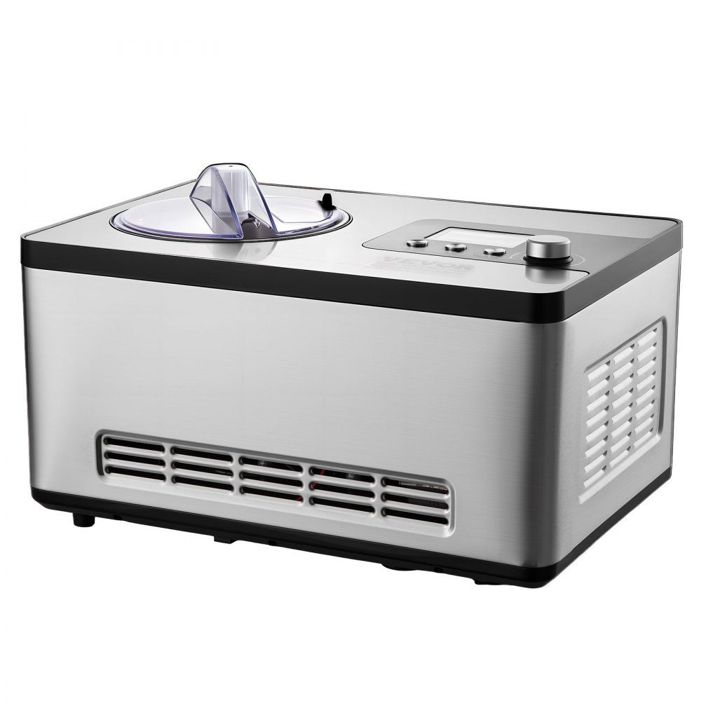 Compressor Ice Cream Machine Ice Cream Machine 2L, 180W Frozen Yoghurt Maker Ice Cream Machine 3 Modes Yoghurt Machine Household Portable Ice Cream Machine Sorbet Gelato Low Noise Silver Electric
