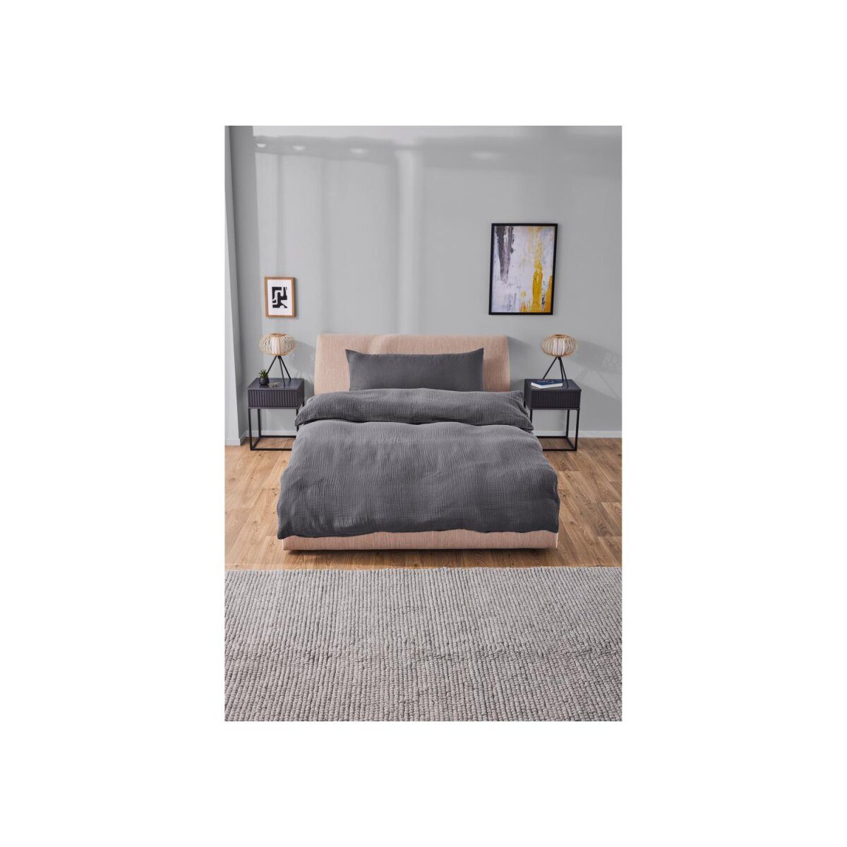 LIVARNO linge de lit maison, en mousseline, 140 x 200 cm, gris