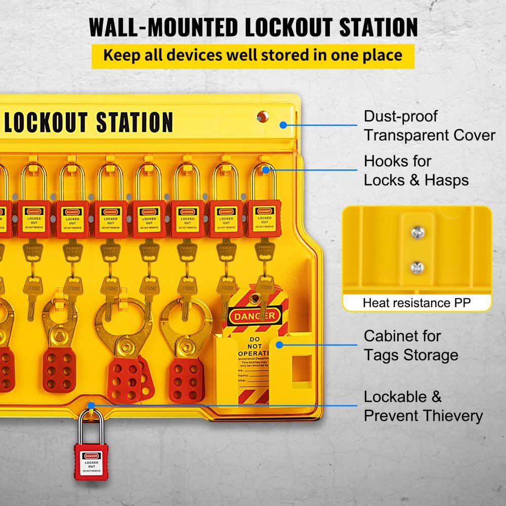 Lockout Tagout Kit 58-delig stroomonderbrekerslot Hasp Tag en veiligheidshangslot opbergtas voor slot- en tagproducten en elektrische veiligheidsapparatuur