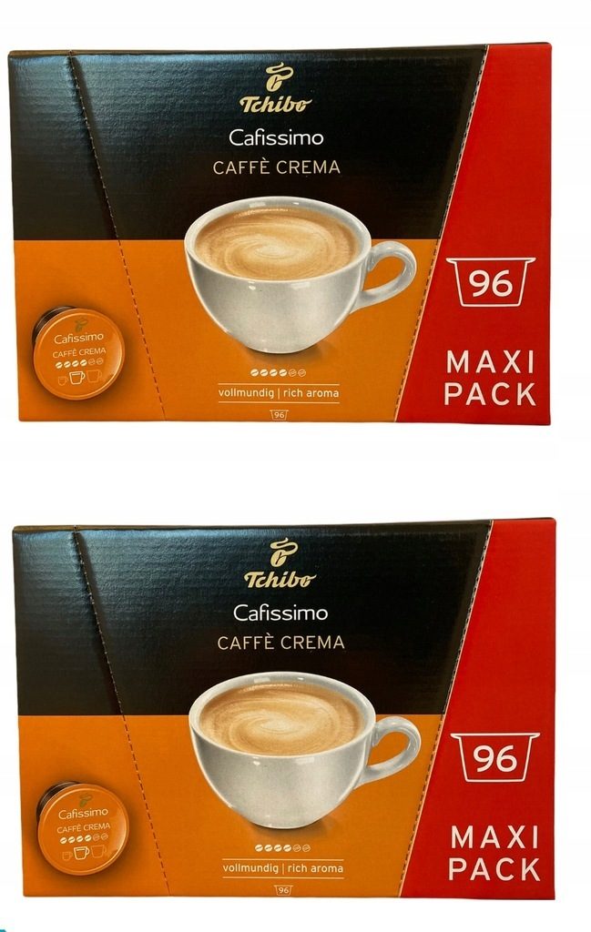 Tchibo Cafissimo Caffè Crema pełnowartościowe kapsułki 2x 96 sztuk 192 kapsułki w zestawie