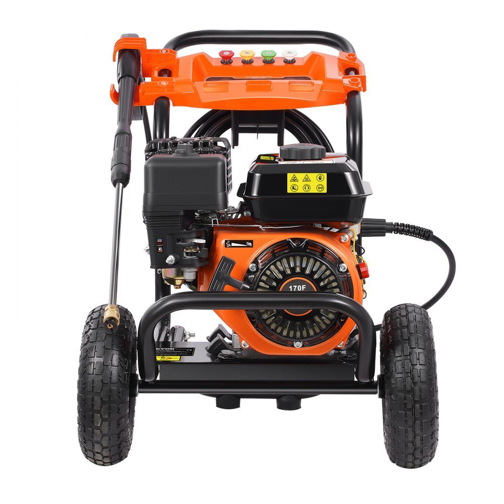 Benzin-Hochdruckreiniger, 3500 PSI 10 l/min, 2,6 GPM Terrassenreiniger mit Aluminiumpumpe, Druckpistole und Verlängerungsstab, 5-Düsen-Set, für Autos, Zäune, Häuser, Einfahrten, Terrassen
