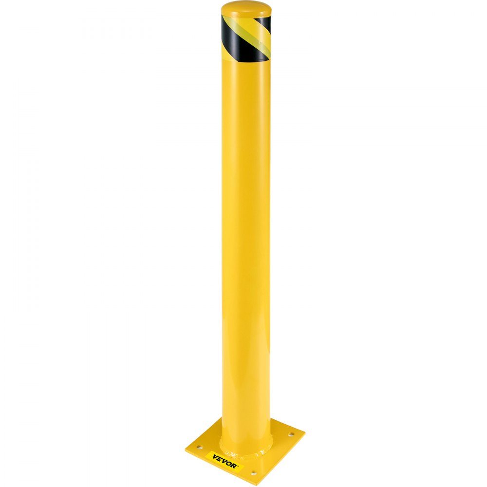 Borne de sécurité 48" x 4,5" Barrière de sécurité Borne 4,5" Diamètre extérieur 48" Hauteur Barrière de sécurité en tube d'acier enduit de poudre jaune