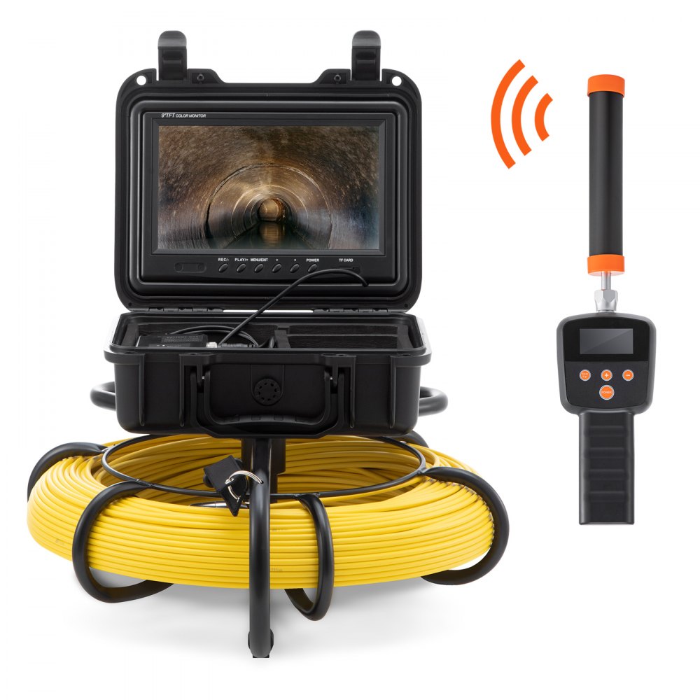 Sewer Camera with 512Hz Locating, 91.5m, 23cm Pipe Inspection Camera with DVR Function, IP68 Camera with 12 Adjustable LEDs, a 16GB SD Card for Sewer Pipe, House, Sewer, Drain Pipe Sewer Camera with 512Hz Locating, 91.5m, 23cm Pipe Inspection Camera with DVR Function, IP68 Camera with 12 Adjustable LEDs, a 16GB SD Card for Sewer Pipe, House, Sewer, Drain Pipe