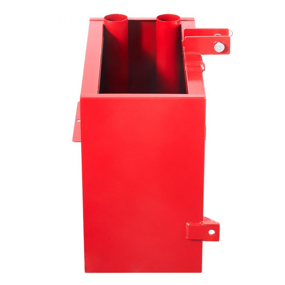 Trailer hitch ballast, 3-point tractor ballast box category 1 with a load capacity of 363 kg, for 5.6 cm trailer hitch, steel large capacity loader attachment with sliding door, red