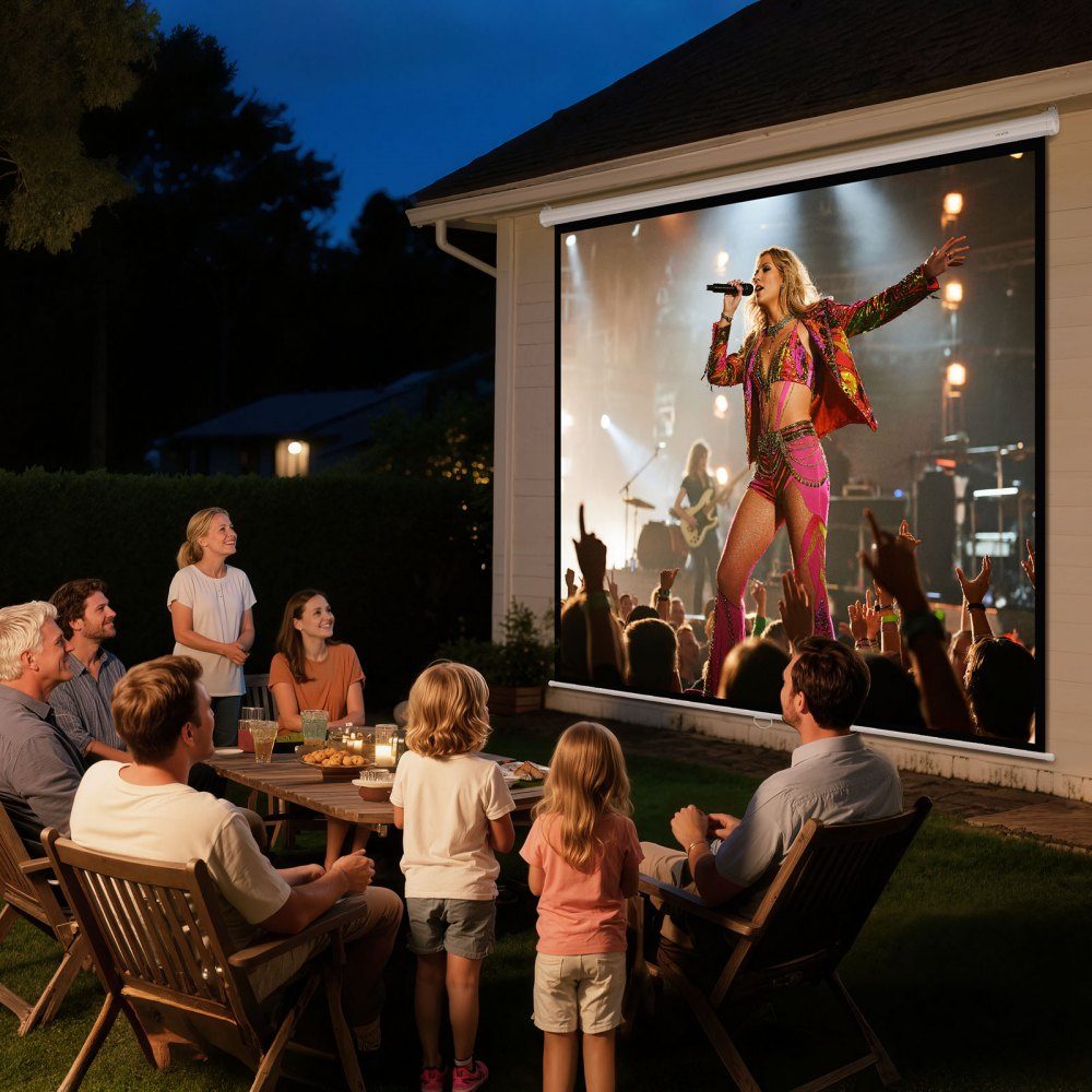 Manual Projection Screen, 120 Inch 1:1 4K 1080 HD Retractable Projection Screen, Wall Mounted Movie Projection with Pull Rope, Portable Rolling Screen Home Theater