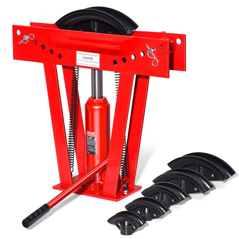 Hydraulische pijpenbuiger, 12 ton pijpenbuiger met 6 matrijzen (1/2, 3/4, 1, 1-1/4, 1-1/2, 2 inch), 90-180° pijpenbuiger met verstelbare rollen voor het buigen van diverse metaalsoorten
