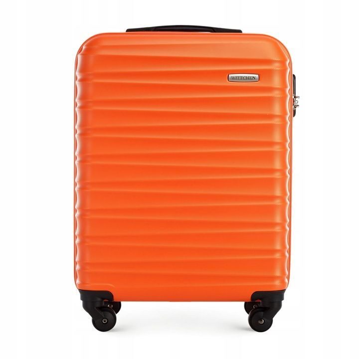 Premium suitcase travel suitcase on-board suitcase with ribs ABS plastic 34l orange
