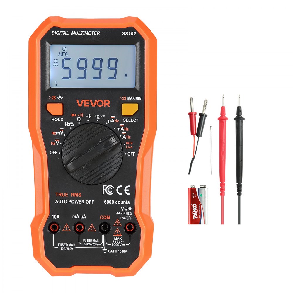 Multimètre numérique, voltmètre TRMS DC/AC 6000 points, testeur de courant NCV pour courant, tension, résistance, cycle de service, température, diodes, test de continuité de fil sous tension Multimètre numérique, voltmètre TRMS DC/AC 6000 points, testeur de courant NCV pour courant, tension, résistance, cycle de service, température, diodes, test de continuité de fil sous tension