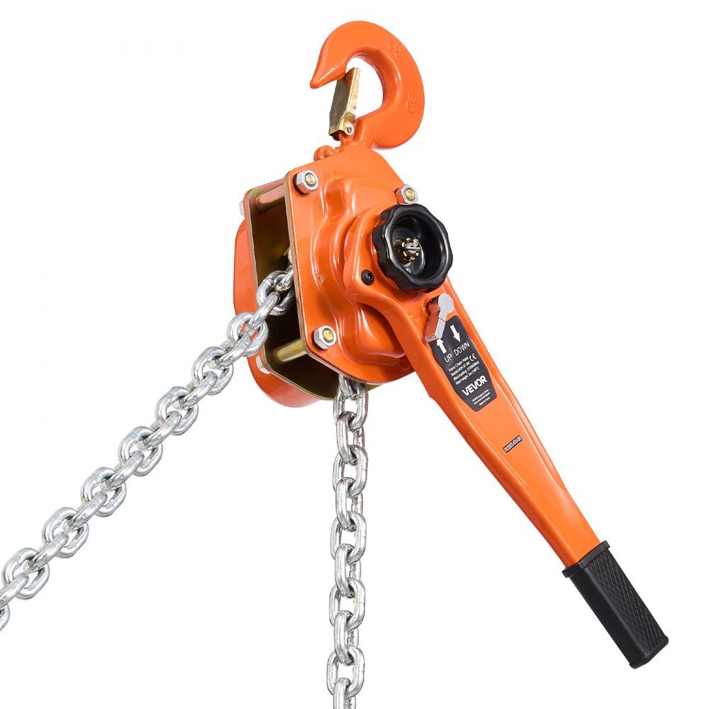 Lever Hoist, 3 Ton Capacity Hand Chain Hoist, 6m Lift, G80 Alloy Steel Chain with Mechanical Double Pawl Brake, 360° Swivel Hooks, Ratchet Hoist for Warehouse Construction, Garage