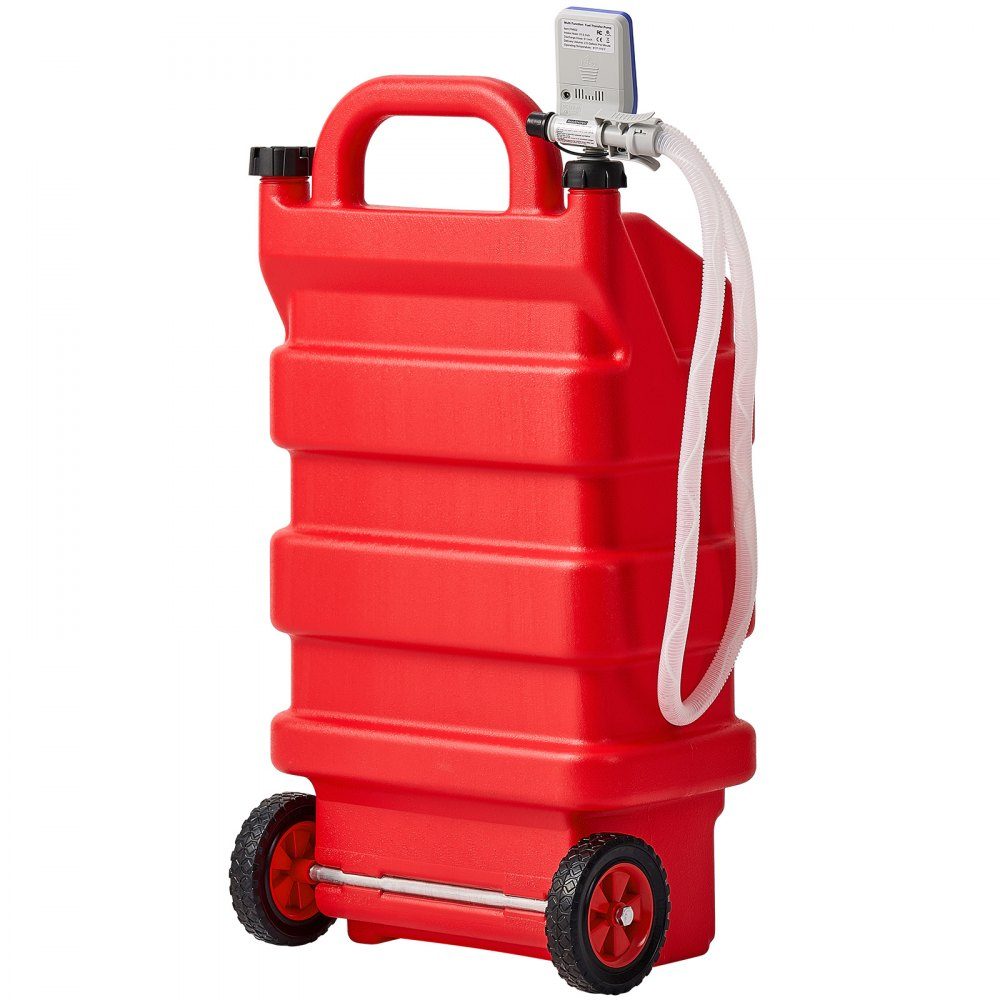 Fuel Truck, 60L with 12-V-Gleichstrom-Kraftstofftransferpumpe Fuel Canister, 1.2m Delivery Hose and Auto Stop Sensor Nozzle, Tank Adapter, Suitable for Diesel and Petrol, Red