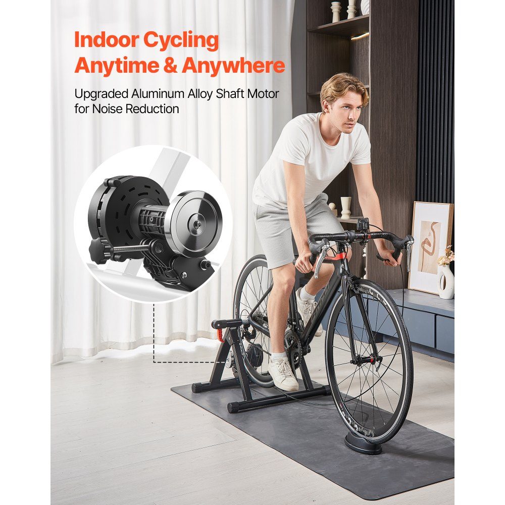 Bike Roller Trainer, Bike Trainer for 24-27"/700C Wheels, 6 Level Resistance, Foldable Magnetic Bike Trainer, Exercise Bike with Quick Release and Front Wheel Pad, Black