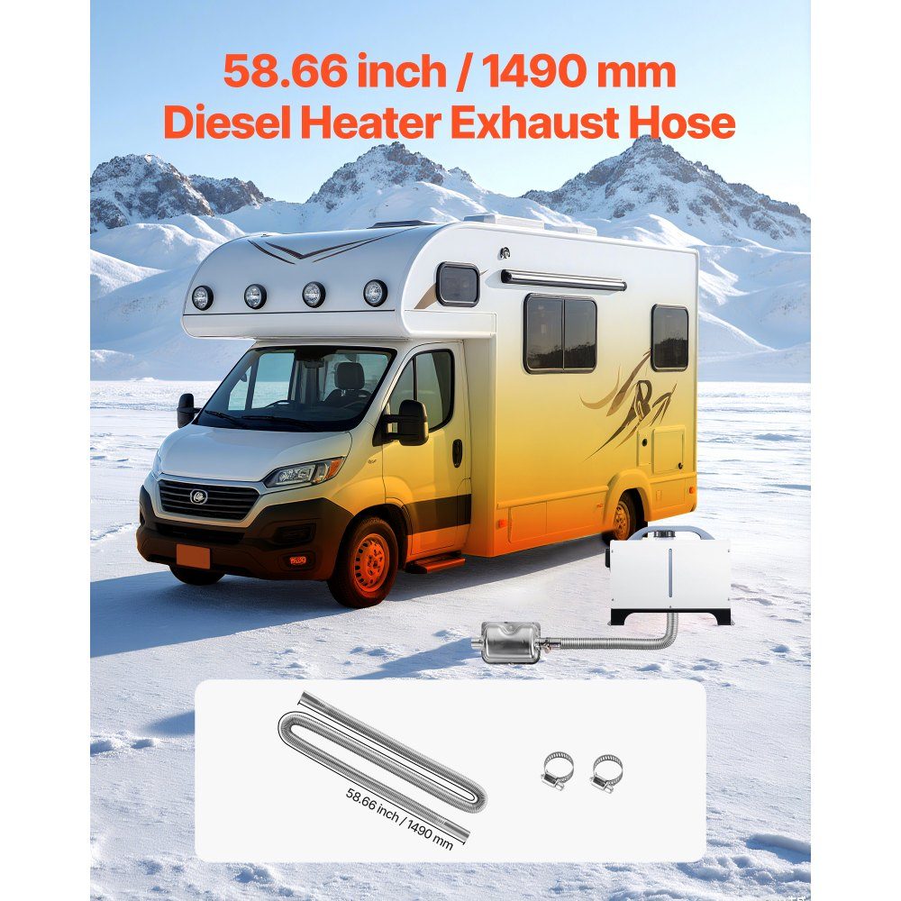 Exhaust pipe auxiliary heater Flexible exhaust hose 149 cm for car diesel heater with 2 clamps, stainless steel exhaust pipe with Φ 25 mm cross section for 2 kW / 5 kW / 8 kW diesel heaters air heaters