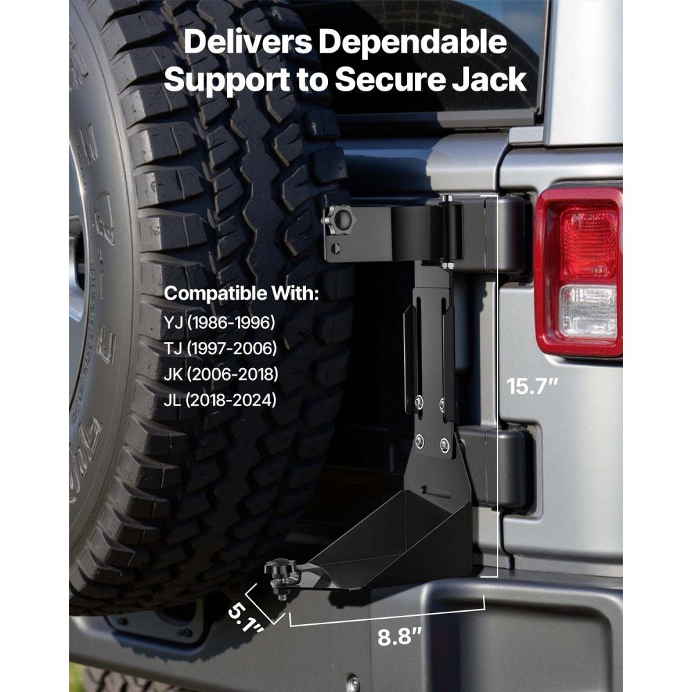 Jackbeugel (alleen houder) Montagebeugelset Heavy Duty Jackbeugel Compatibel met YJ (1986-1996), TJ (1997-2006), JK (2006-2018), JL (2018-2024).