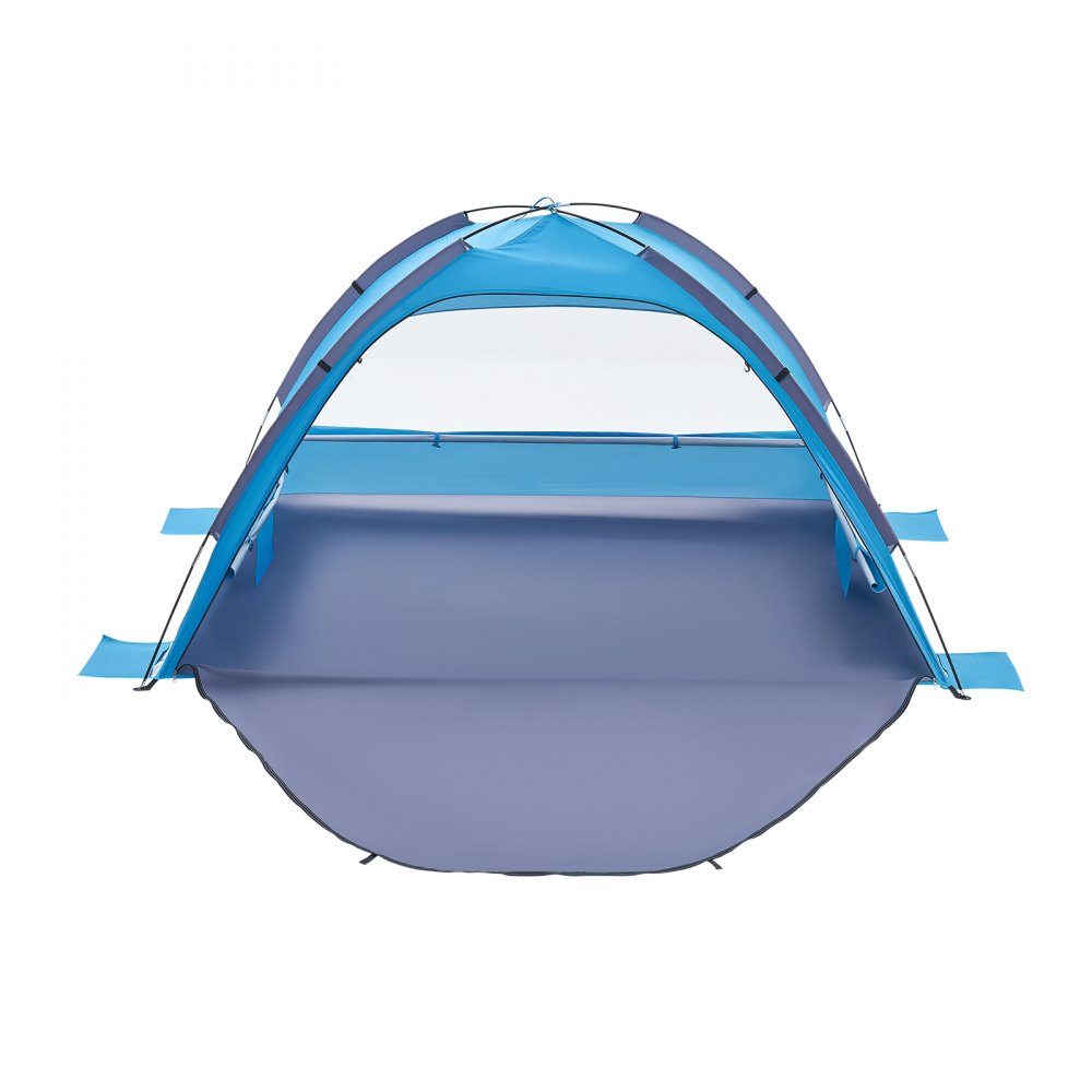 Strandtent Zonnescherm voor 3 personen, UPF 50+ bescherming, draagbare strandtent met draagtas en grondankers, lichtgewicht strandparaplu voor kamperen, vissen, picknicken, zonnetent