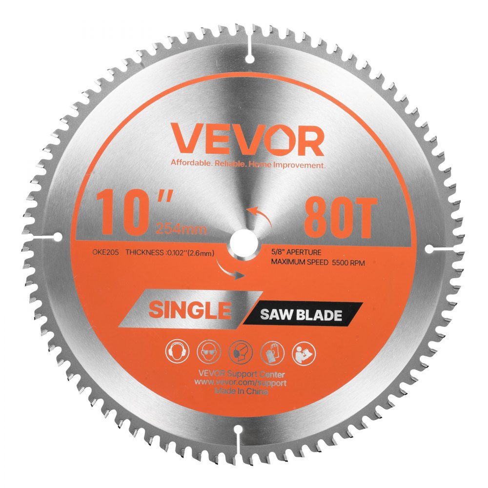 Circular saw blade (254mm diameter, 80 sharp teeth and 2.6mm thickness), ideal for cutting aluminum, compatible with circular saws, alloy steel saw blade with noise-reducing heat dissipation