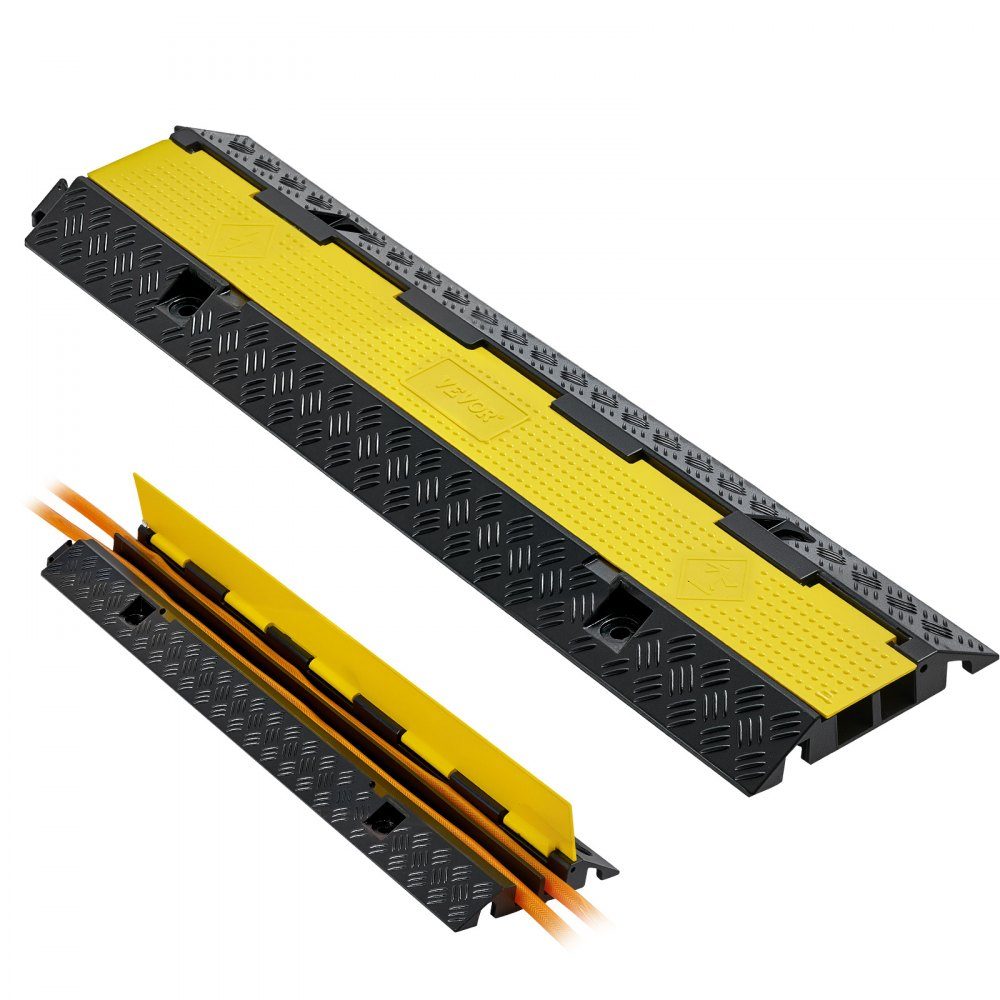 1005mm Cable Bridge 9979kg 2 Channels (32x31mm) Rubber Overflow Guard Trip Guard Floor Covers for High Threshold Areas Home Office Warehouse 1 Piece