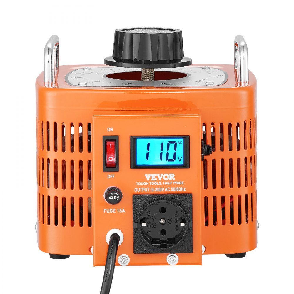 3000VA Automatic Variable Voltage Transformer 10Amp 230V Input 0-300V Output AC Voltage Regulator with LCD Display 4 Extra Fuses